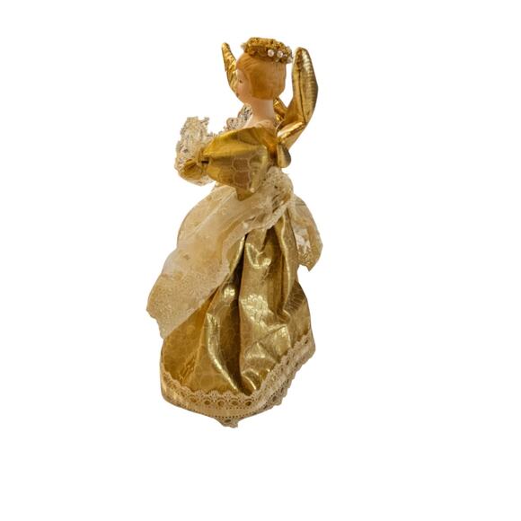 Vintage 1990s Christmas Tree Topper Angel Gold Victorian - Picture 3 of 6